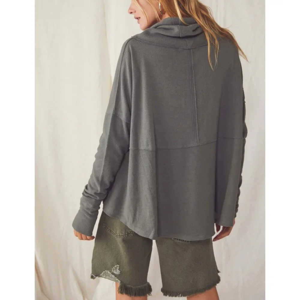 NWT Free People Cozy Time Funnel Top / Pine - Picture 2 of 5